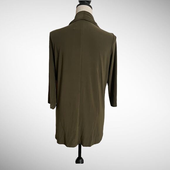 Nina Leonard Green Miracle Matte Jersey Open Front Duster/Jacket Size Medium - Picture 3 of 9